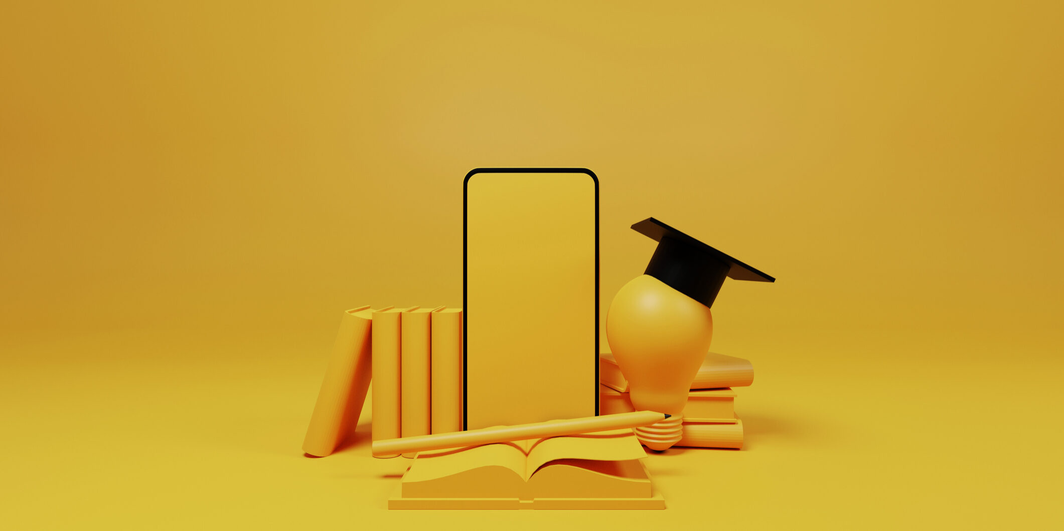 Online class, Online education, E-learning technology on mobile smartphone. Training course and home school on device. 3d illustration